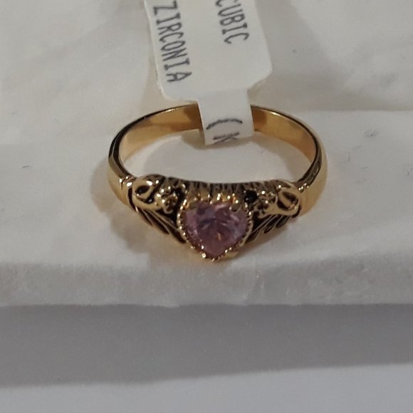 Ring  HEART PINK Sapphire My Loving Heart 18K HGE RSC COVENANT - Picture 5 of 14